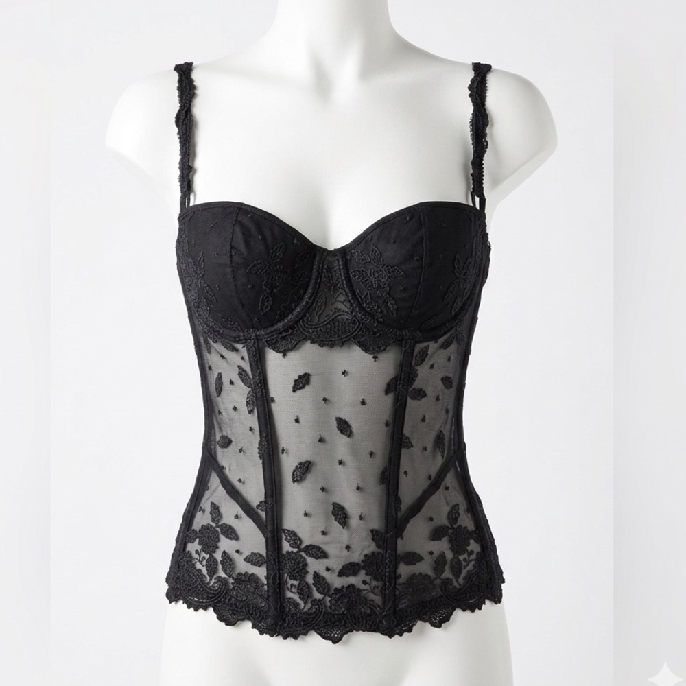 La perla vintage Elegant Black Lace Bustier - Picture 2 of 11
